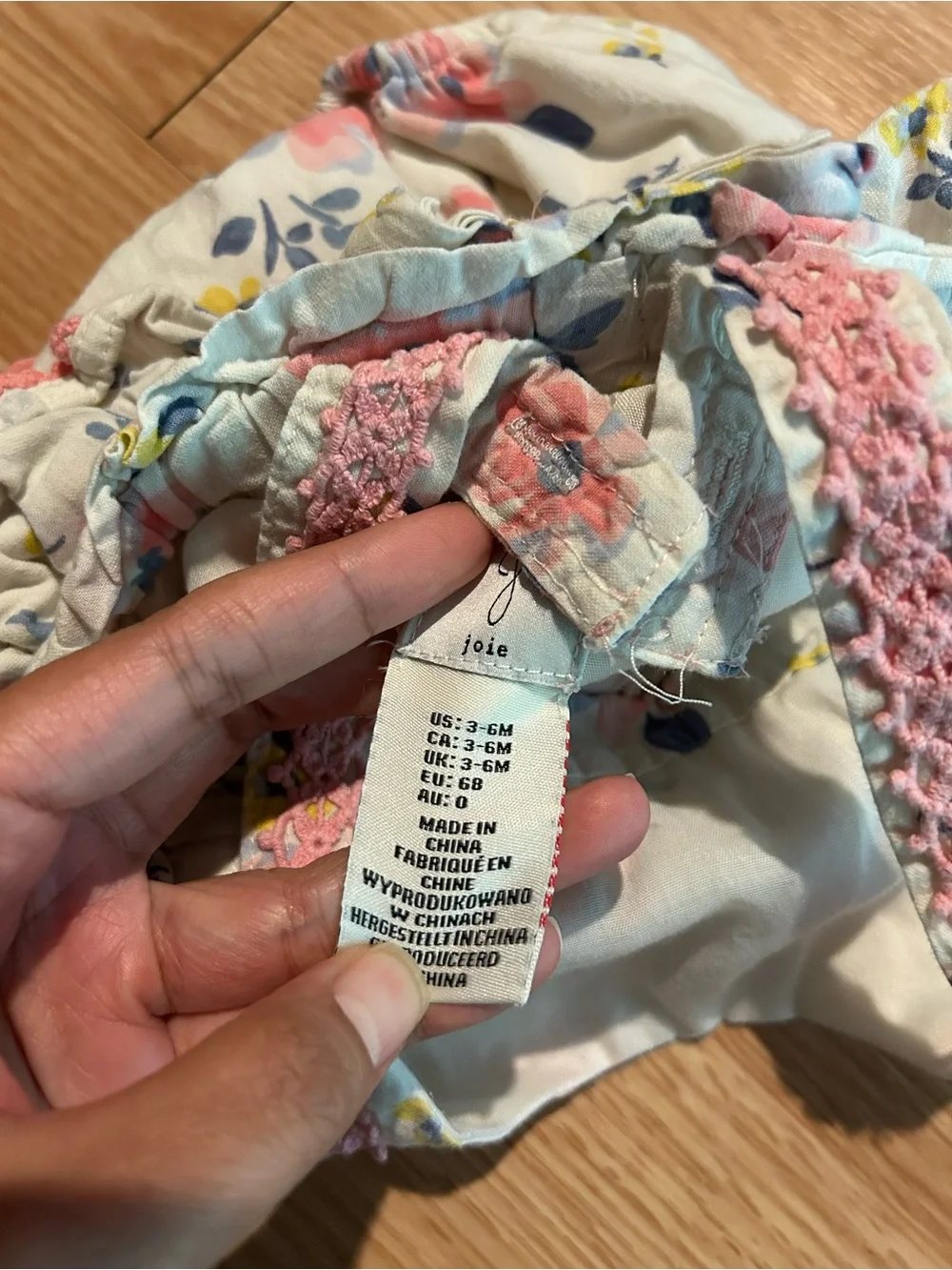 Joie Floral Ruffle Pink Romper Baby 3-6 months